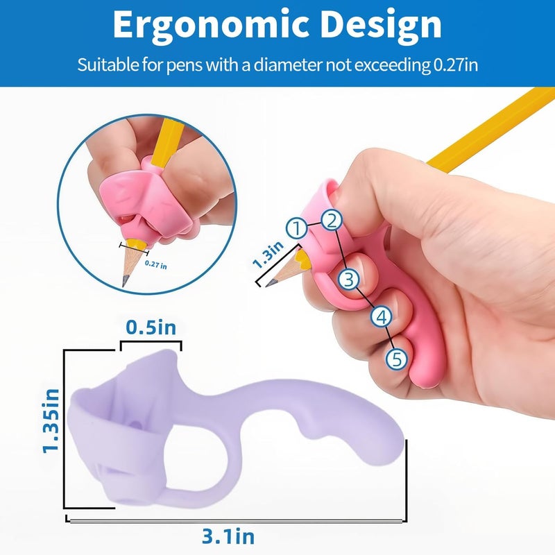 Pretwad Grips for Pencil for Kids Handwriting, 8 Pcs Pen Grips, Ergonomic Pencil Grippers Holder for Kids, Writing Posture Correction with Cushion for Toddlers, Adults, Preschooler, Special Education Supplies - Image 2